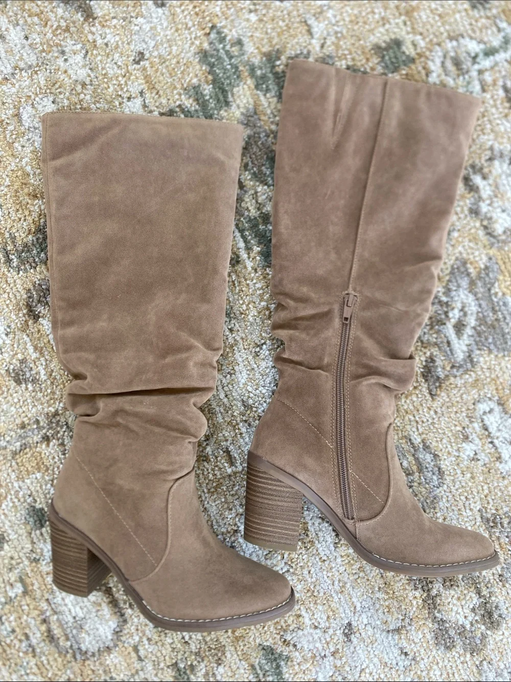 Universal Thread Taupe Suede Over-the-Knee Block Heel Boots